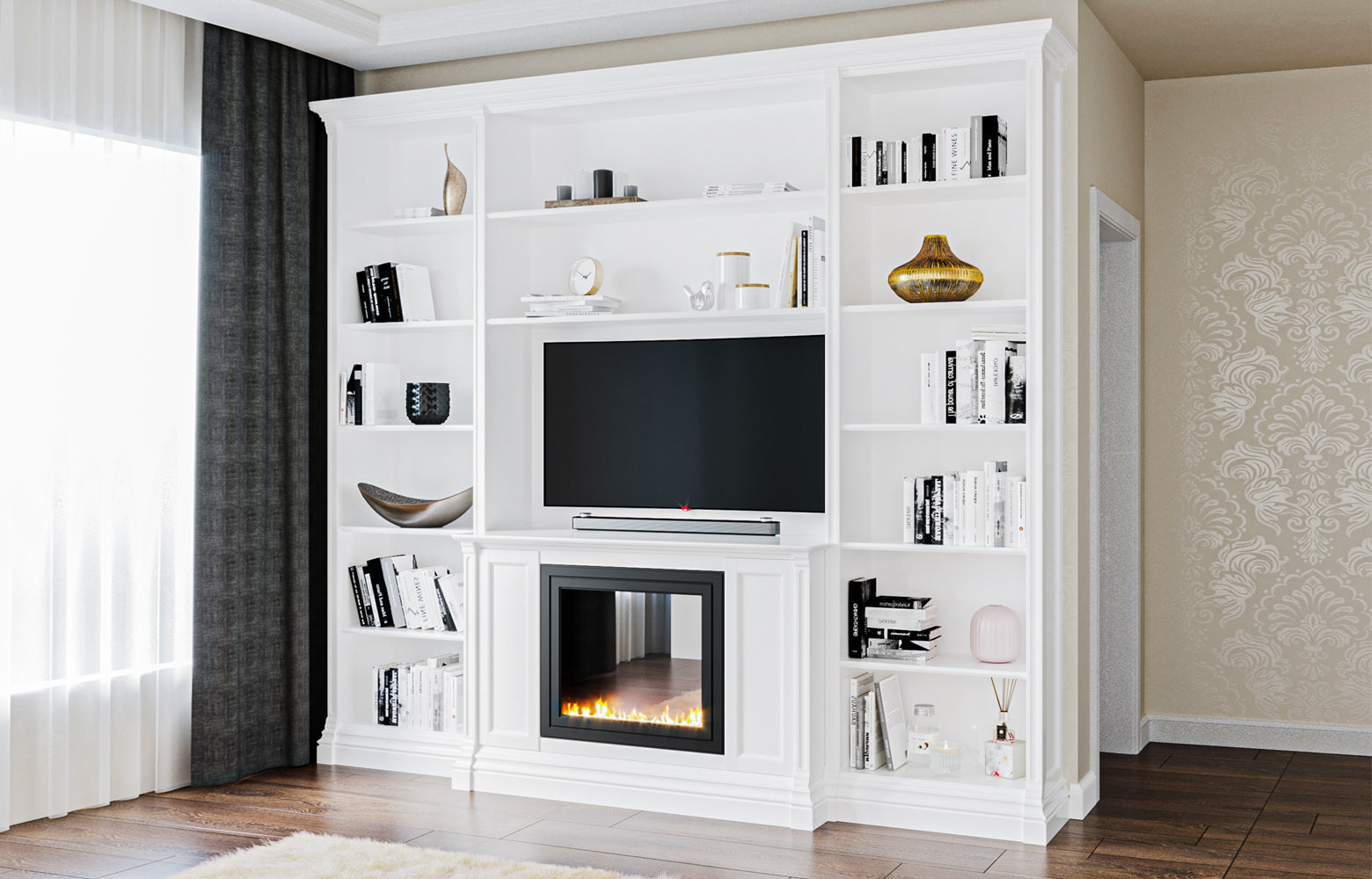 Biblioteca din lemn masiv