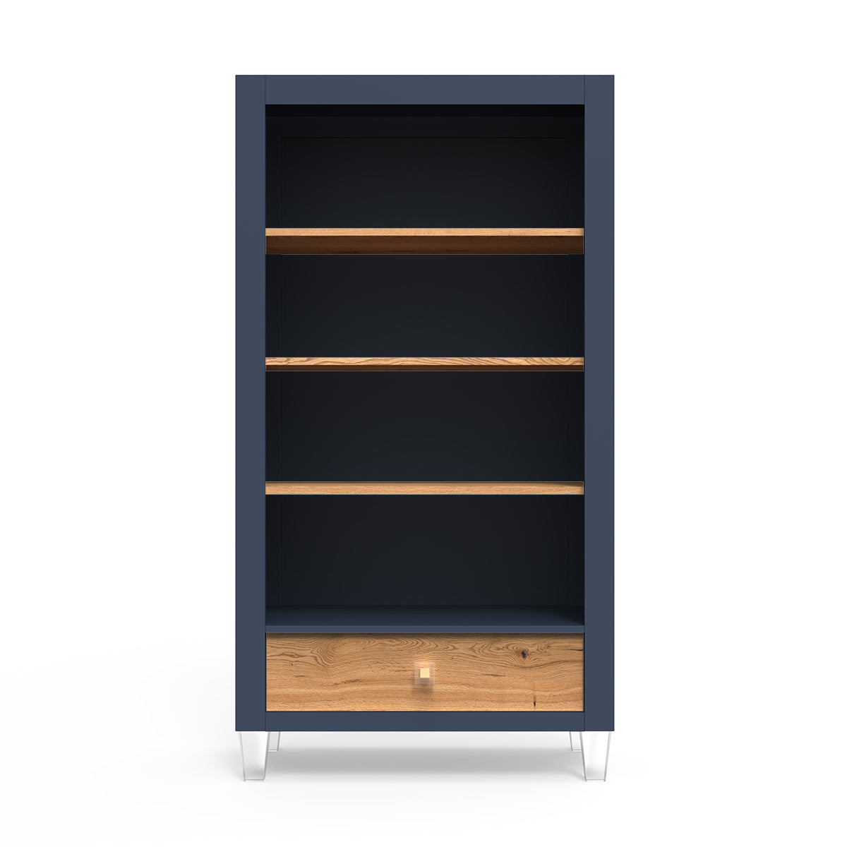 Bibliotecă Millenario din Lemn Masiv cu 3 Rafturi Ajustabile și Sertar