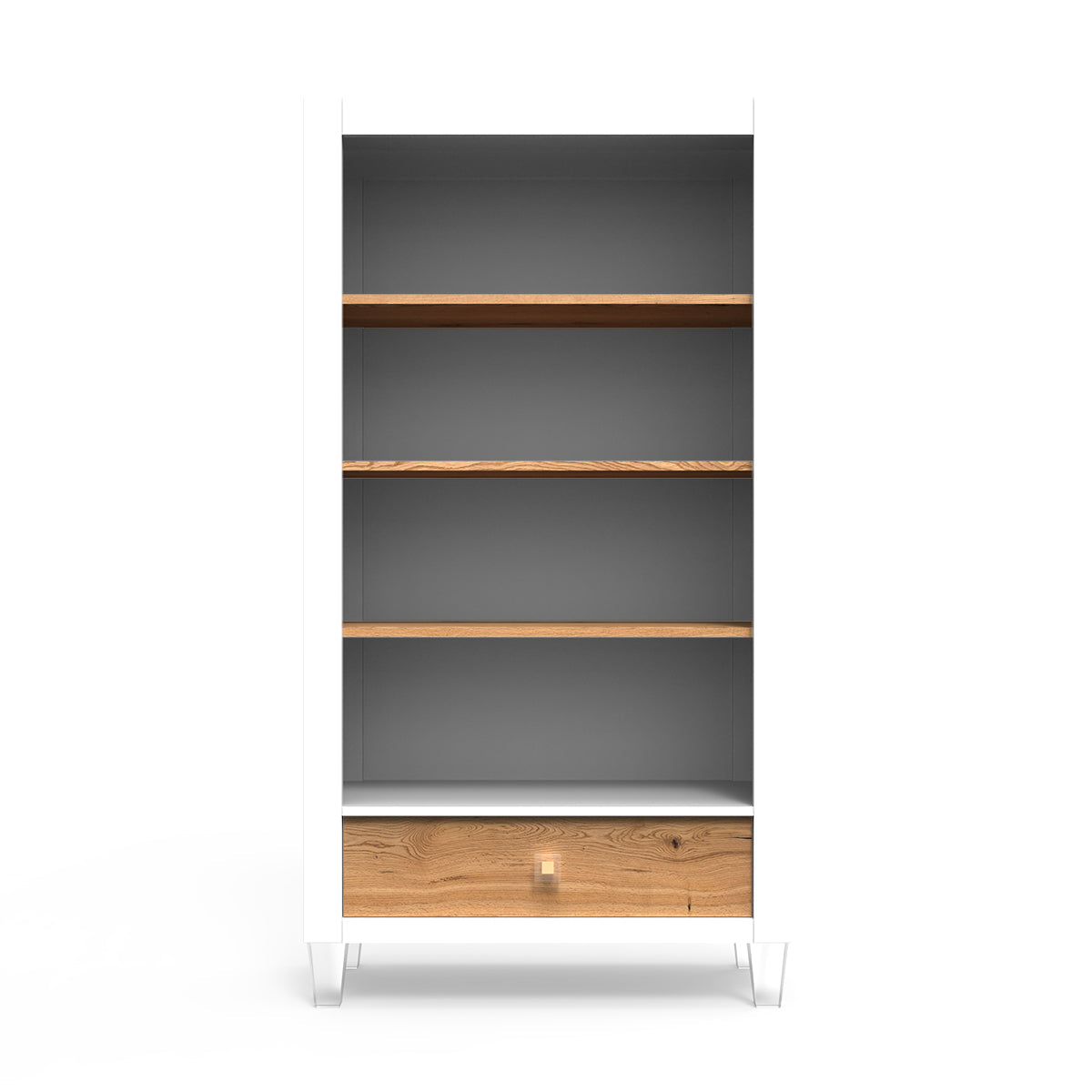 Bibliotecă Millenario din Lemn Masiv cu 3 Rafturi Ajustabile și Sertar