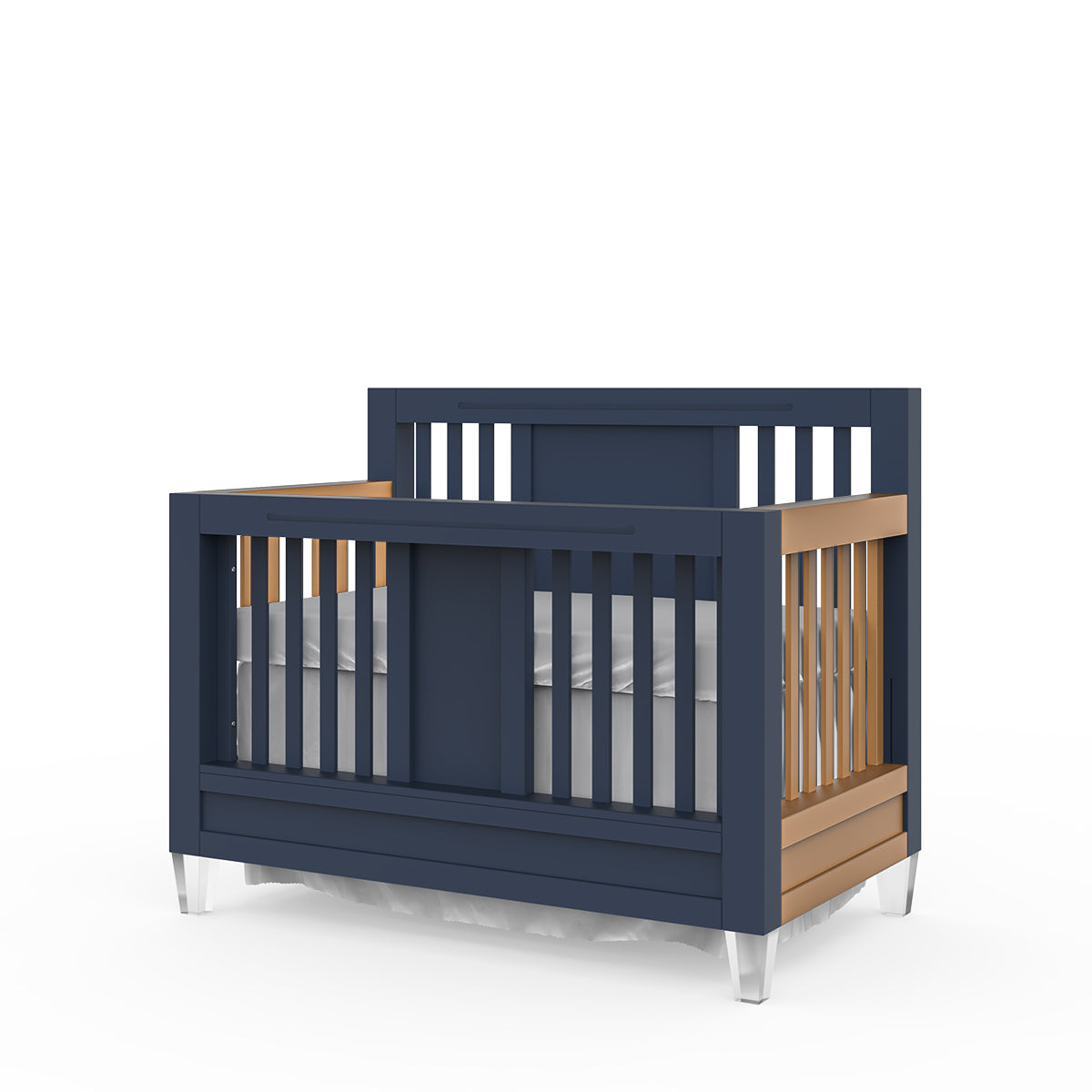 Pătuț bebe din Lemn Masiv Convertibil Design Modern 4-în-1, Evolutiv de la Bebelus la Adult, Millenario