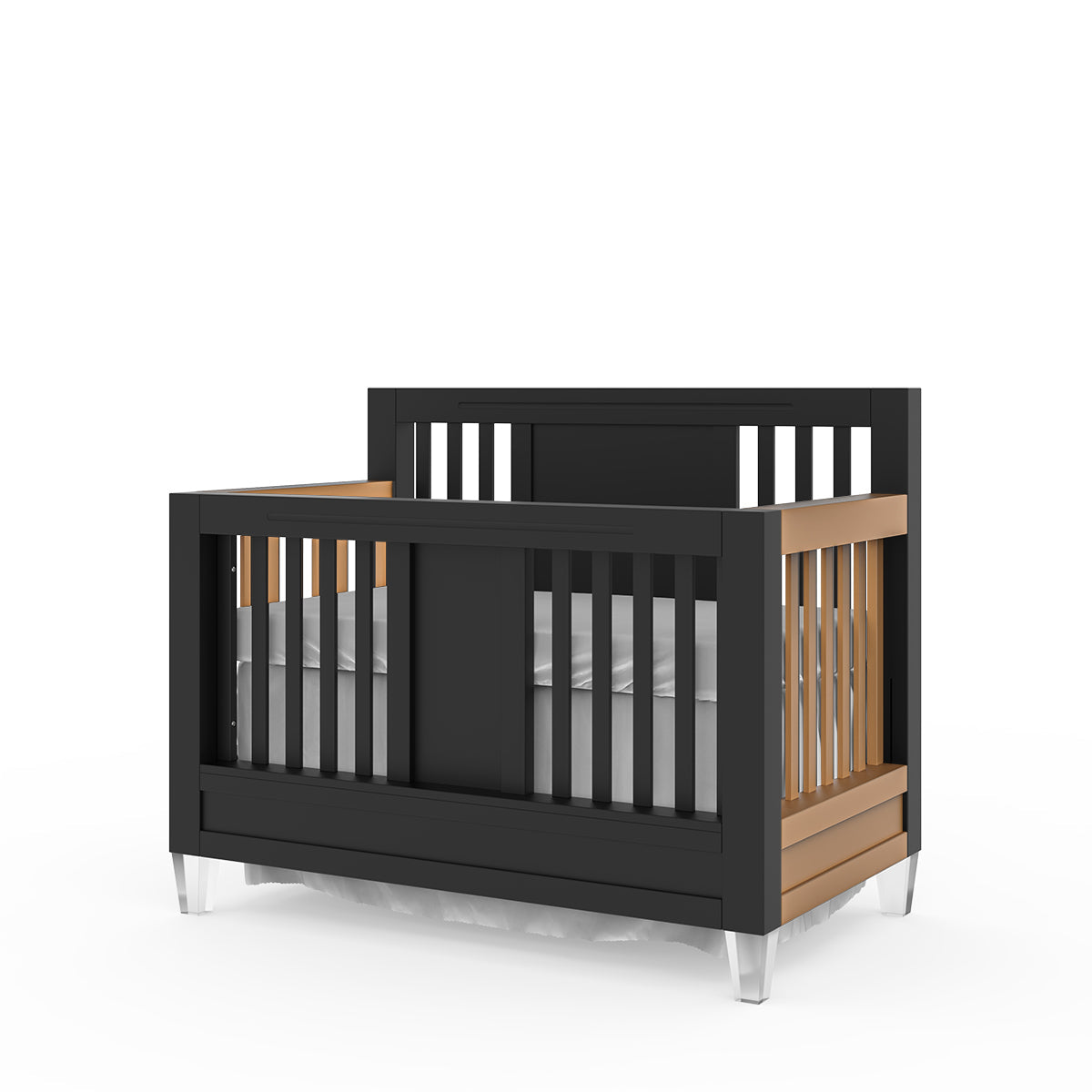 Pătuț bebe din Lemn Masiv Convertibil Design Modern 4-în-1, Evolutiv de la Bebelus la Adult, Millenario