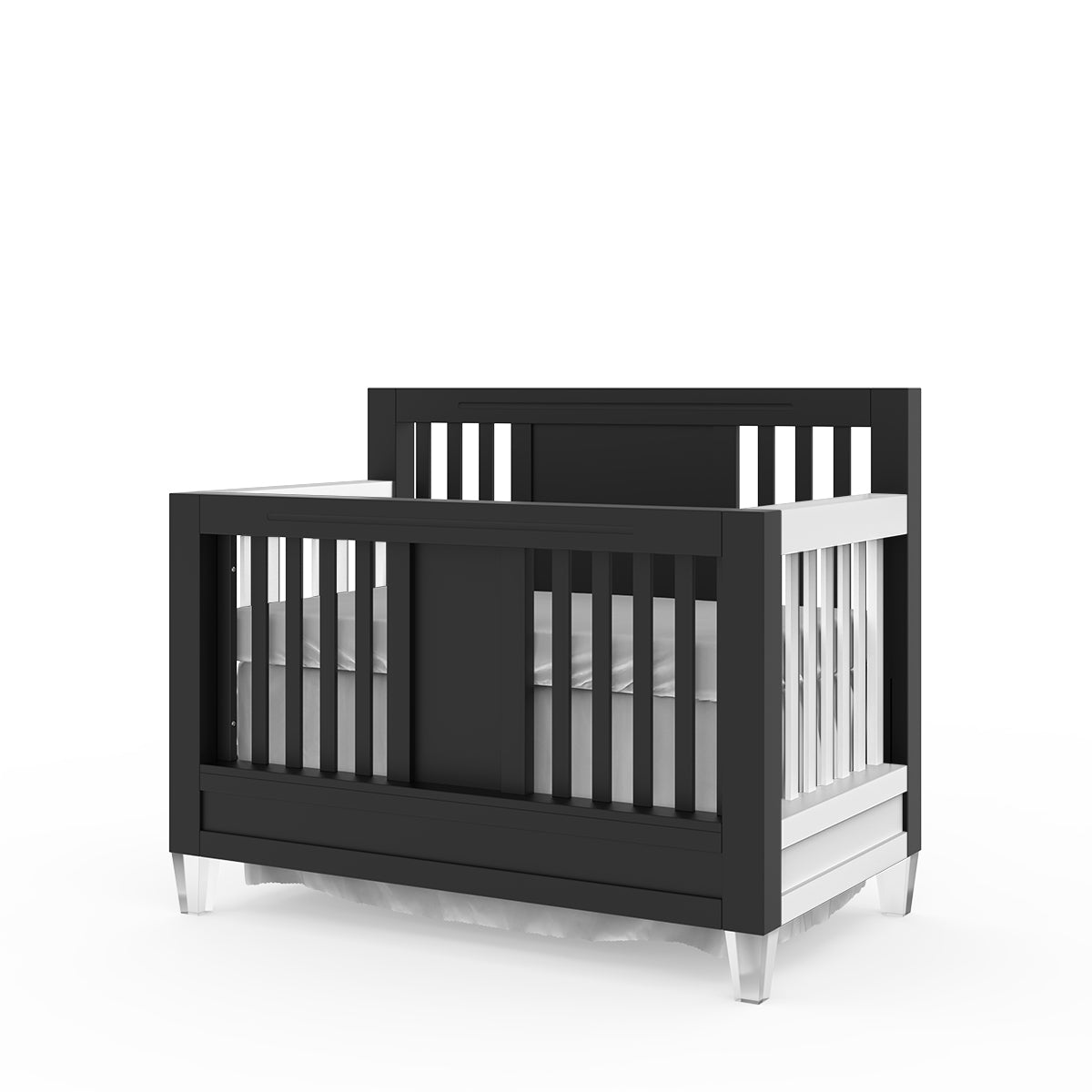 Pătuț bebe din Lemn Masiv Convertibil Design Modern 4-în-1, Evolutiv de la Bebelus la Adult, Millenario