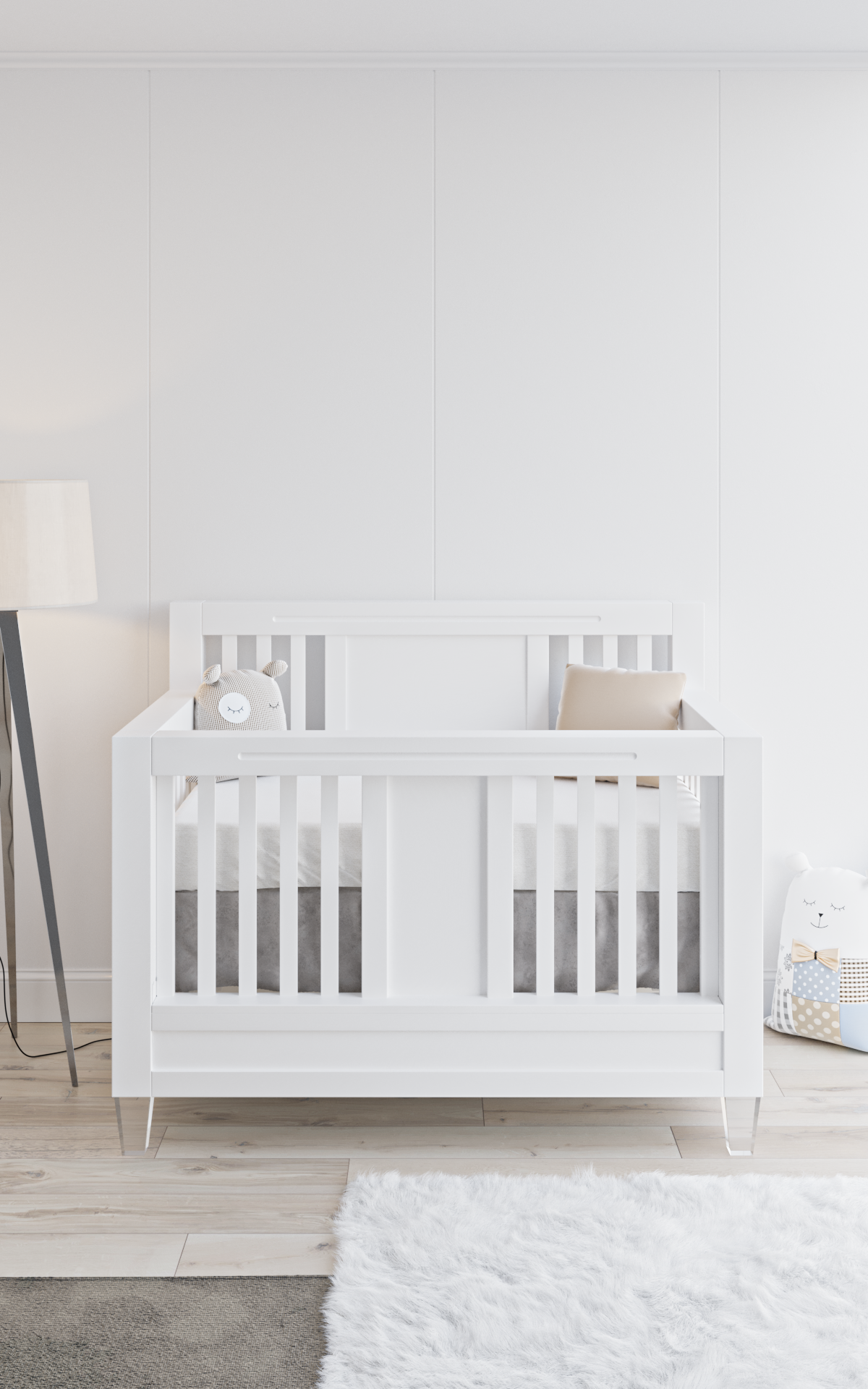 Pătuț bebe din Lemn Masiv Convertibil Design Modern 4-în-1, Evolutiv de la Bebelus la Adult, Millenario