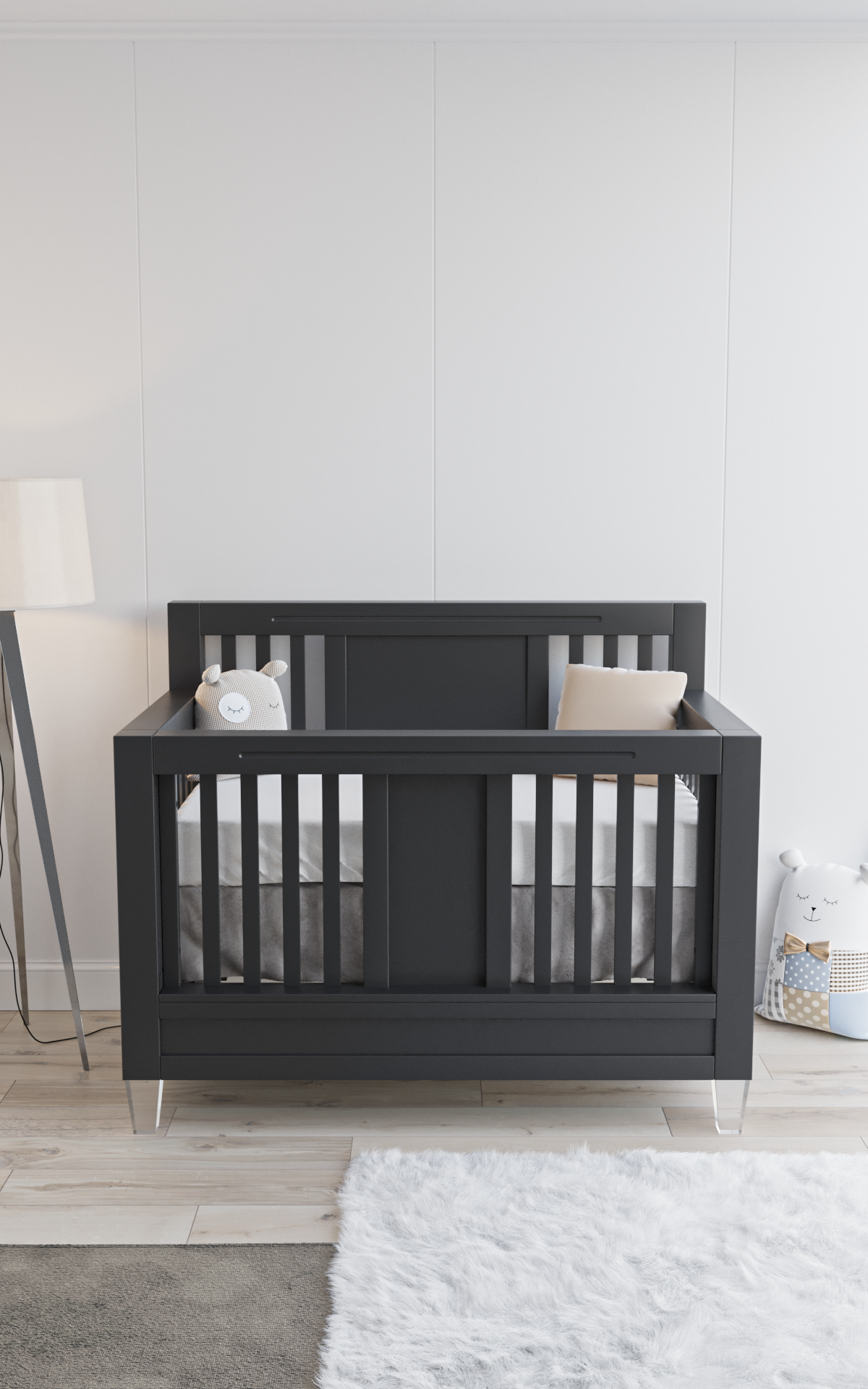 Pătuț bebe din Lemn Masiv Convertibil Design Modern 4-în-1, Evolutiv de la Bebelus la Adult, Millenario