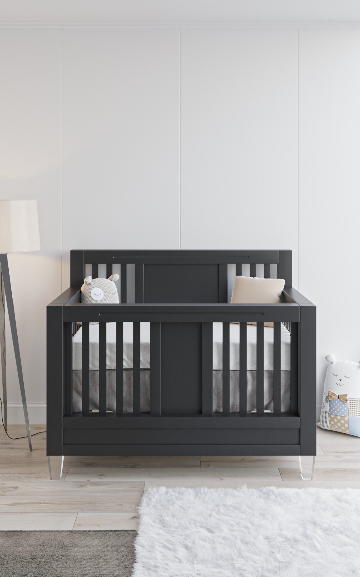 Pătuț bebe din Lemn Masiv Convertibil Design Modern 4-în-1, Evolutiv de la Bebelus la Adult, Millenario