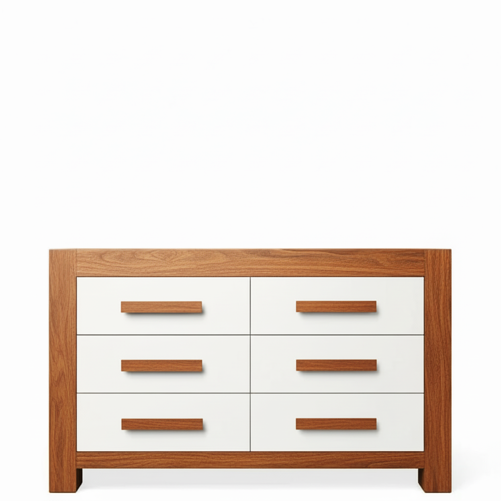 Comodă Dublă Ventianni din Lemn Masiv cu 6 Sertare