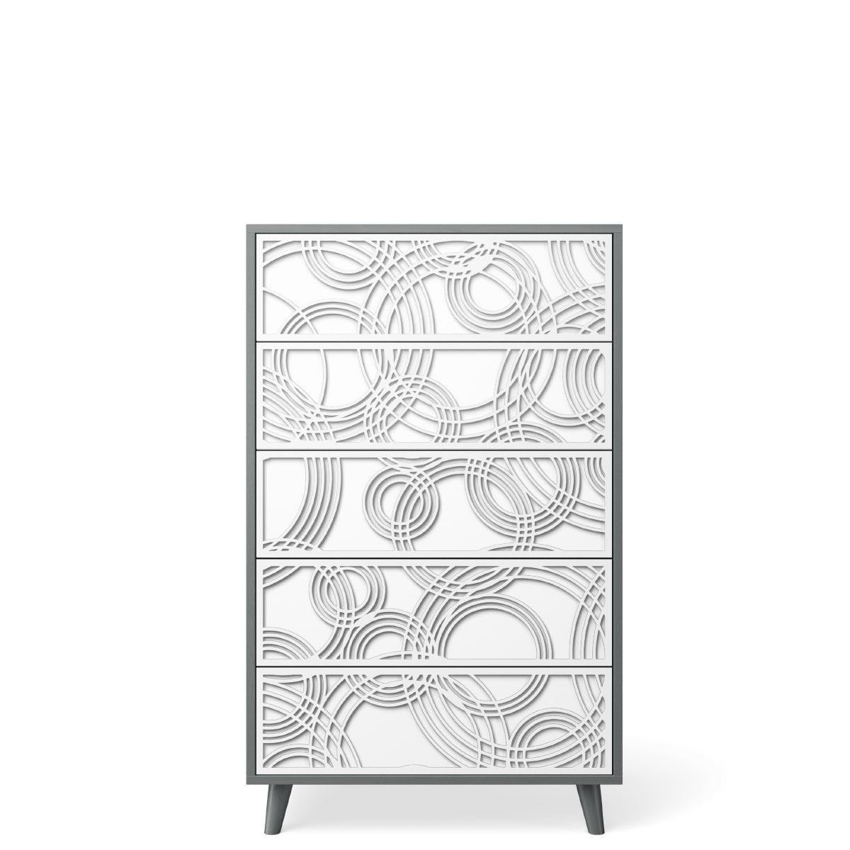 Comodă Înaltă New York din Lemn Masiv cu 5 Sertare