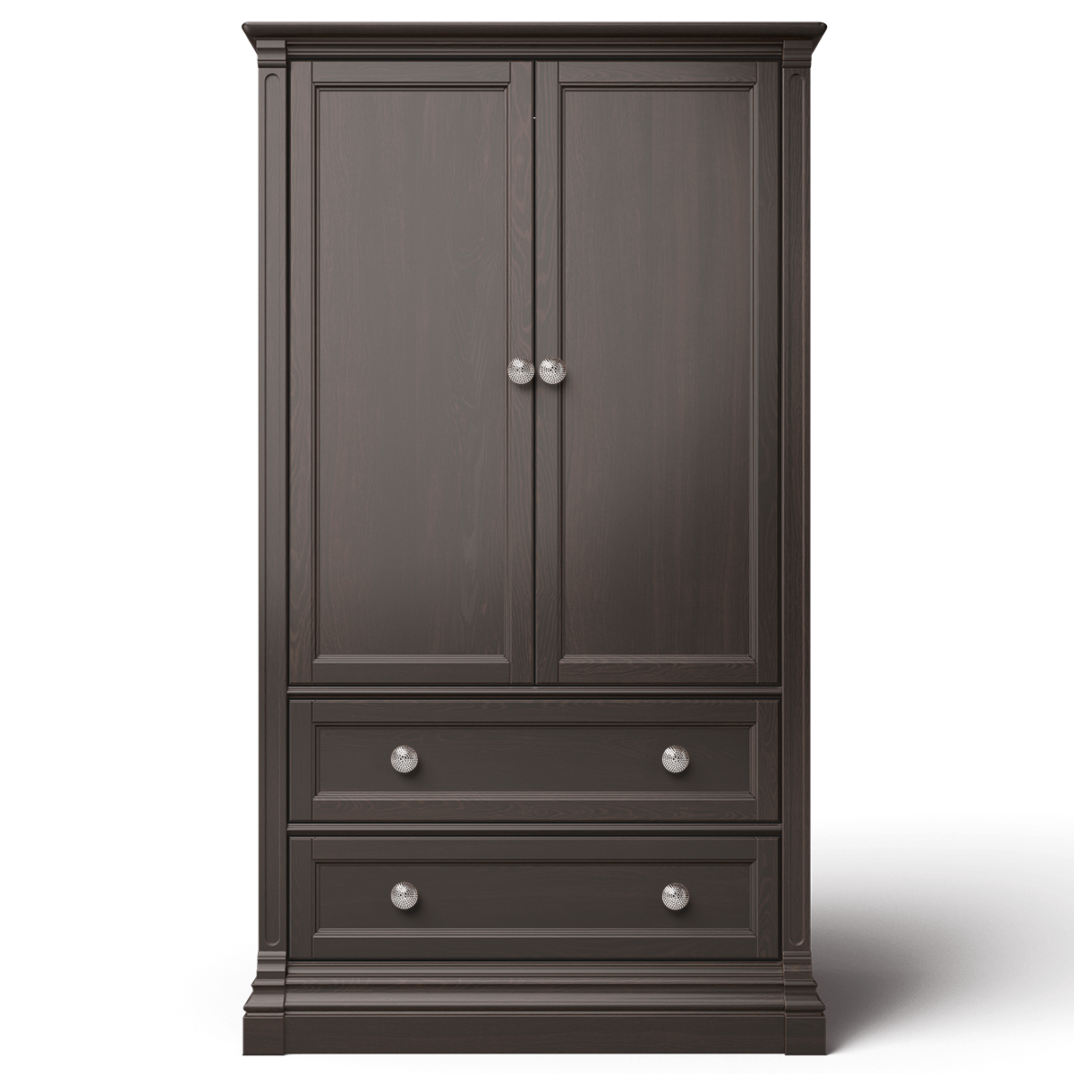 Dulap Imperio din Lemn Masiv cu 2 Sertare, Bară de Haine și Polițe Ajustabile