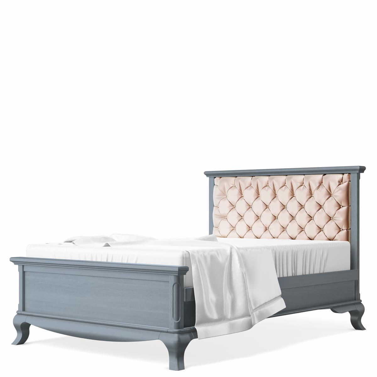 Pat Dormitor Antonio cu Tapițerie din Lemn Masiv