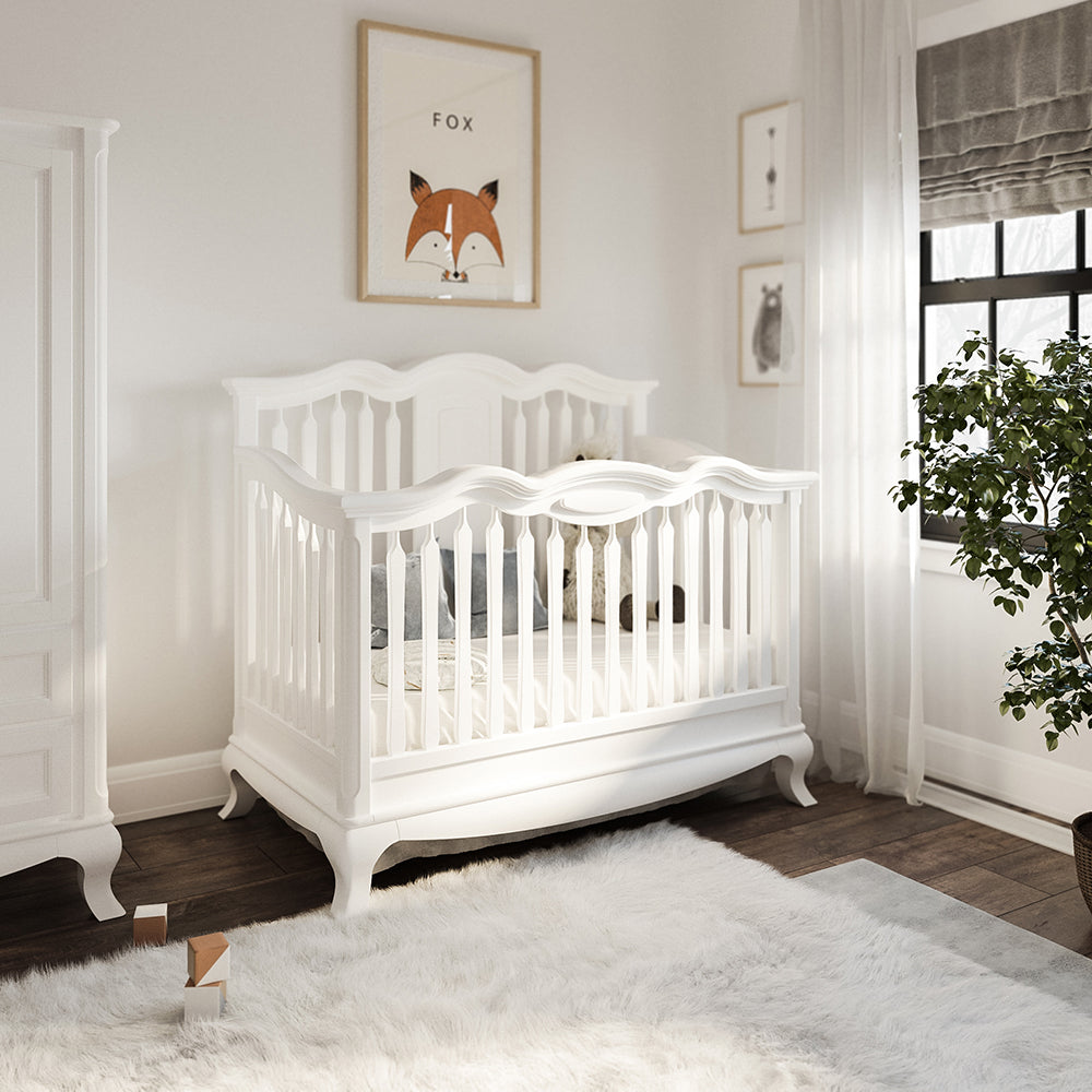 Pătuț bebe din Lemn Masiv Convertibil cu Baluștri, Cleopatra