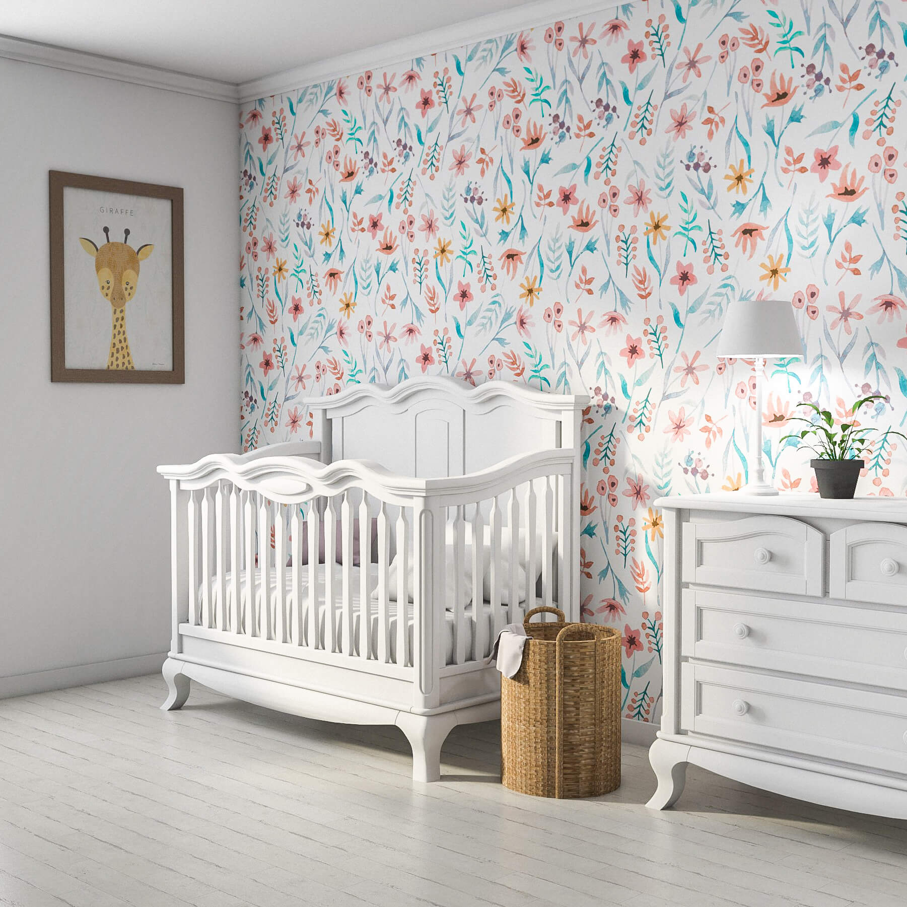 Pătuț Convertibil Cleopatra cu Spate Plin din Lemn Masiv