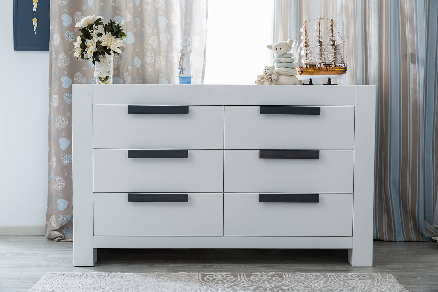 Comodă Dublă Ventianni din Lemn Masiv cu 6 Sertare