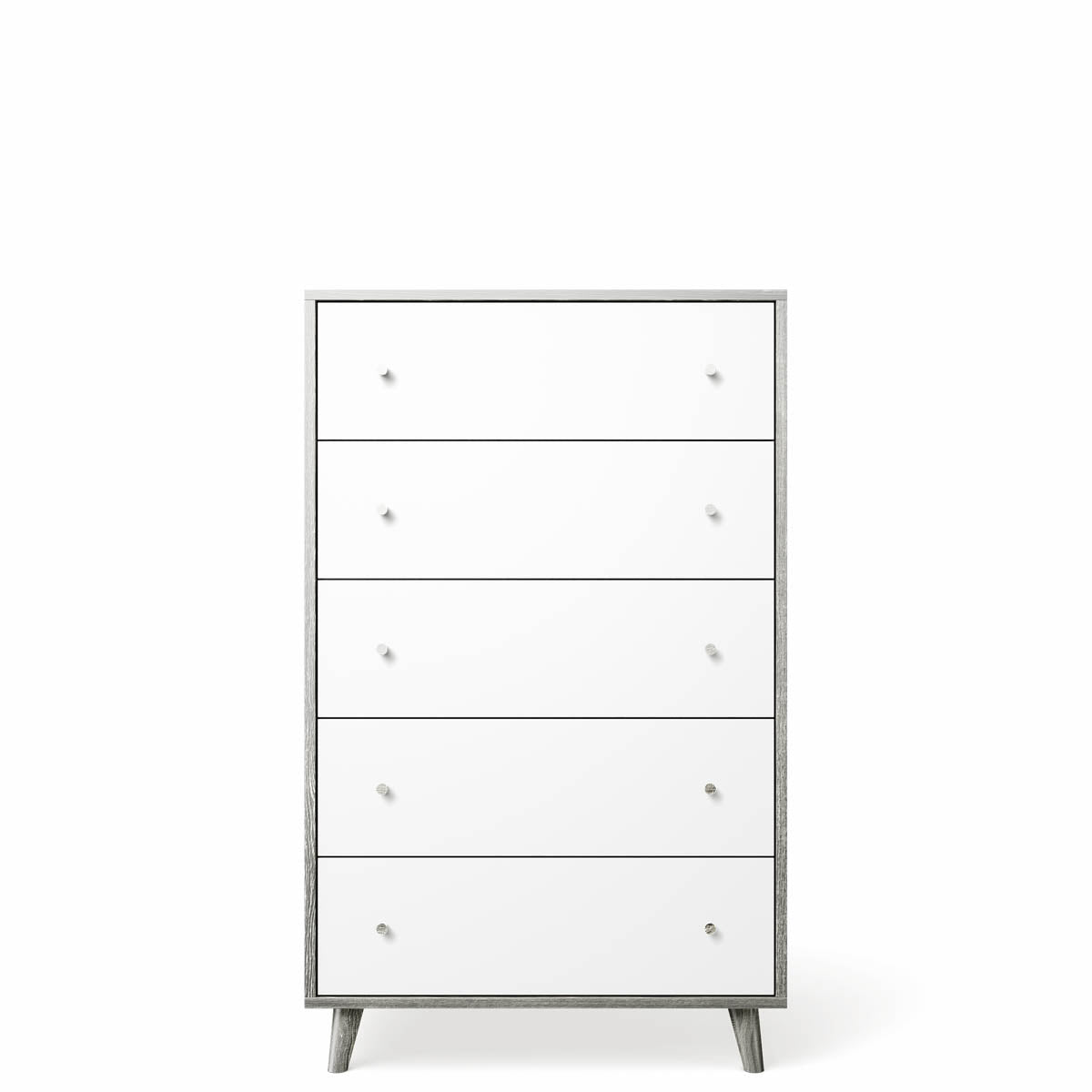 Comodă Înaltă New York din Lemn Masiv cu 5 Sertare