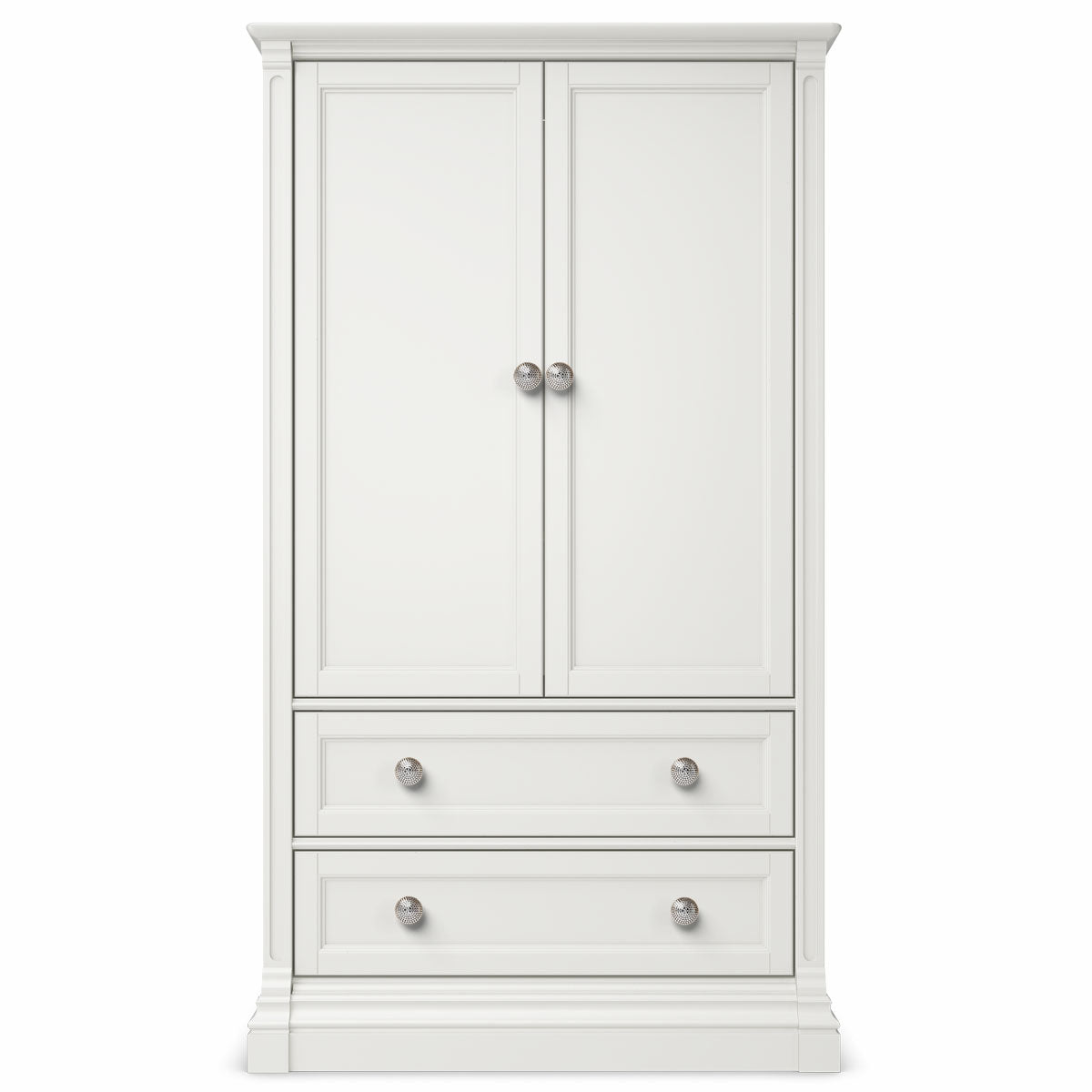 Dulap Imperio din Lemn Masiv cu 2 Sertare, Bară de Haine și Polițe Ajustabile