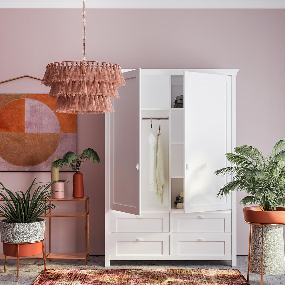 Dulap Mare Karisma din Lemn Masiv cu 2 Uși și 4 Sertare Exterioare