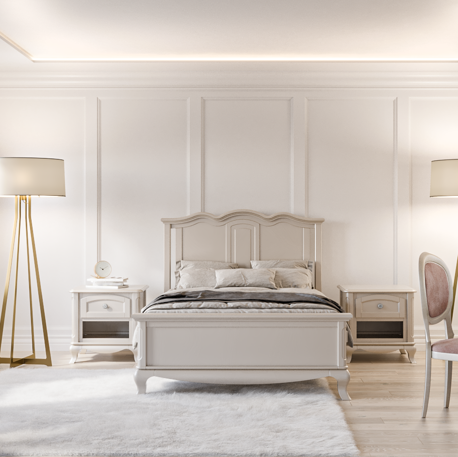 Pat Dormitor Cleopatra din Lemn Masiv (200x200) cu Spate Plin