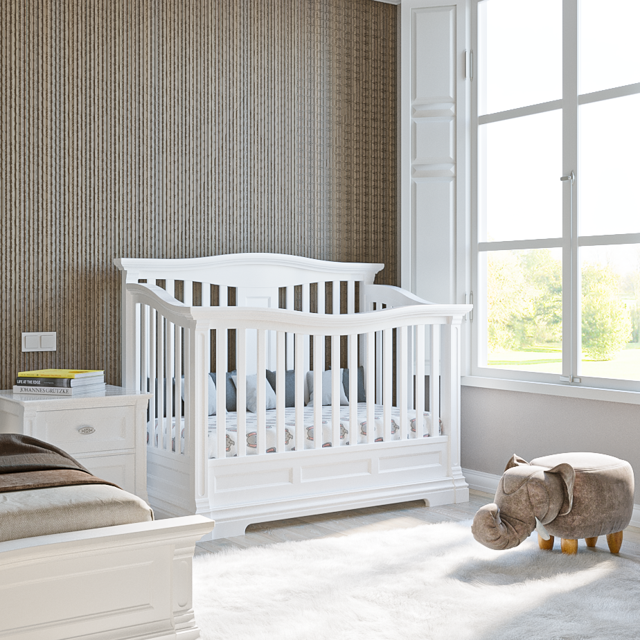 Pătuț Convertibil Imperio din Lemn Masiv cu Baluștri