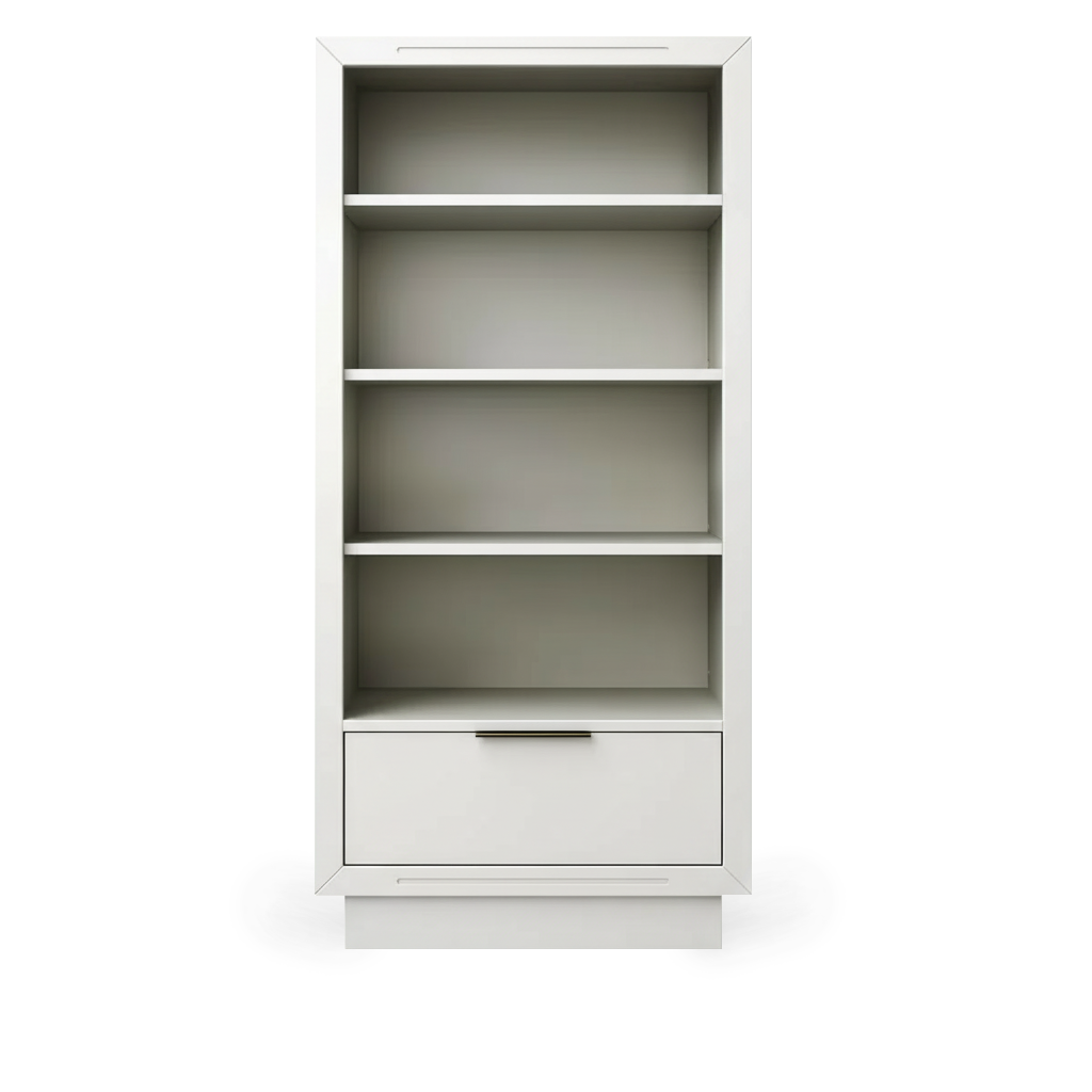 Bibliotecă Quadro din Lemn Masiv cu 3 Rafturi Ajustabile și Sertar