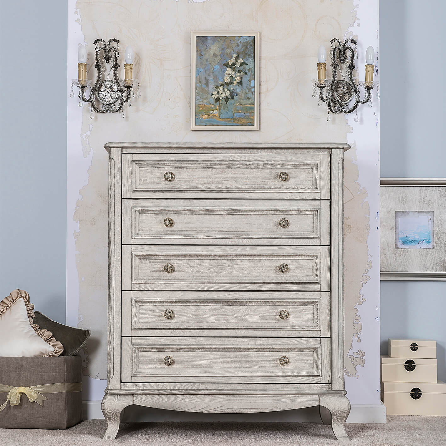 Comodă Antonio cu Cinci Sertare din Lemn Masiv