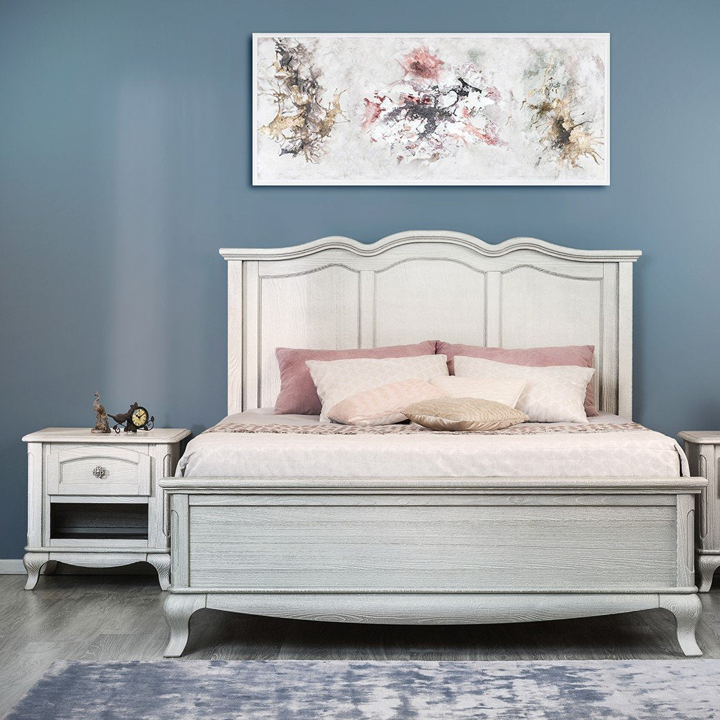 Pat Dormitor Cleopatra din Lemn Masiv (200x200) cu Spate Plin