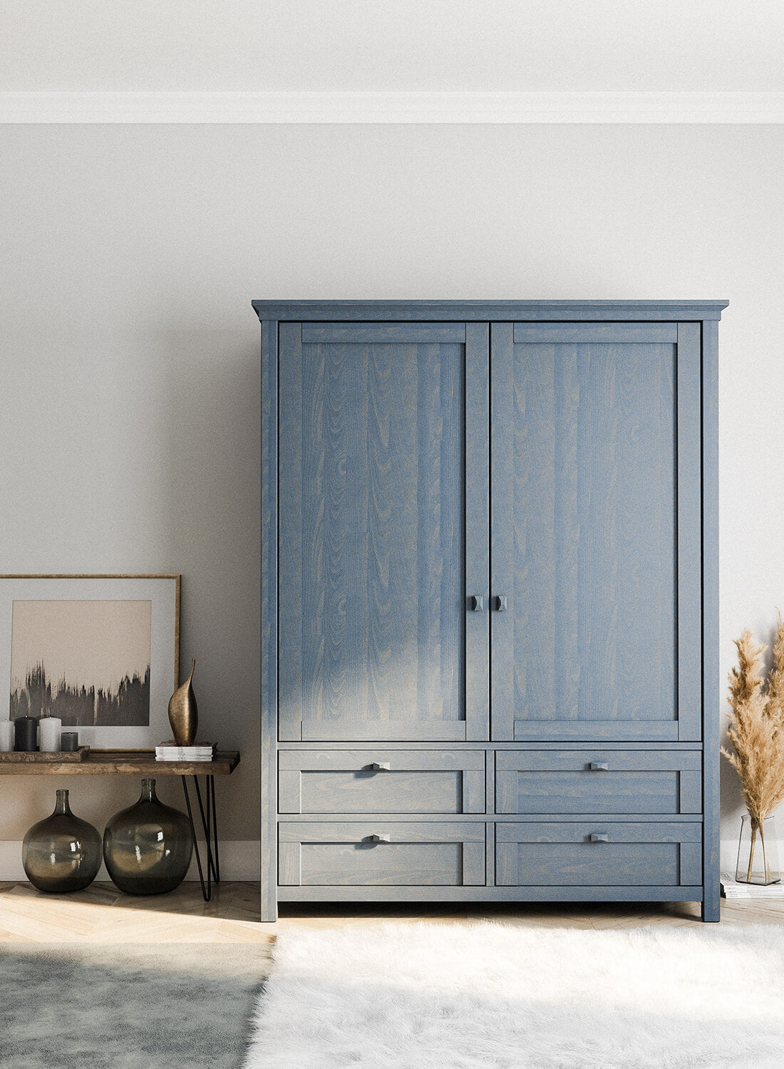 Dulap Mare Karisma din Lemn Masiv cu 2 Uși și 4 Sertare Exterioare