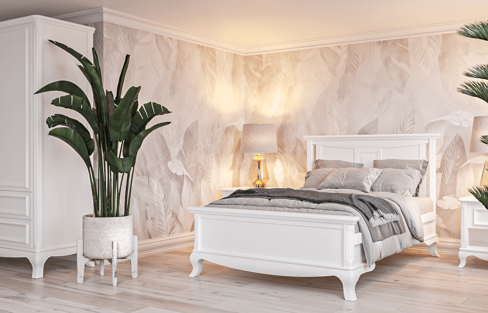 Pat din Lemn Masiv Antonio (200x200) cu Spate Plin