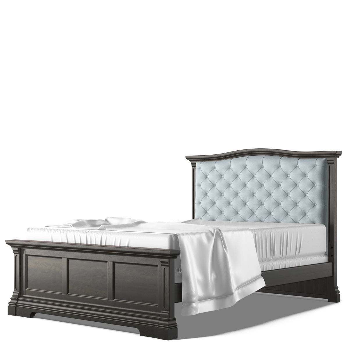 Pat Dormitor Imperio din Lemn Masiv cu Panou Tapițat