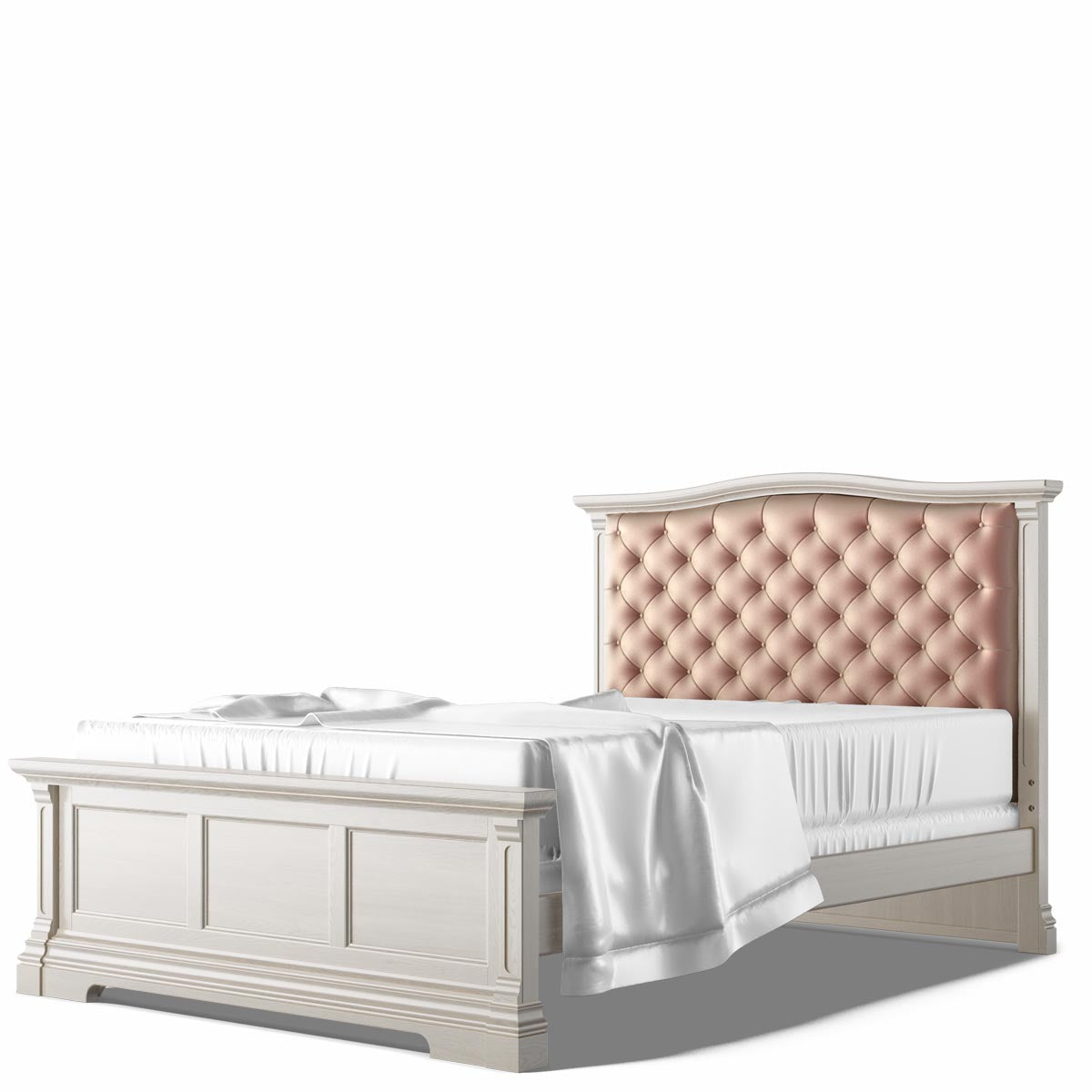 Pat Dormitor Imperio din Lemn Masiv cu Panou Tapițat