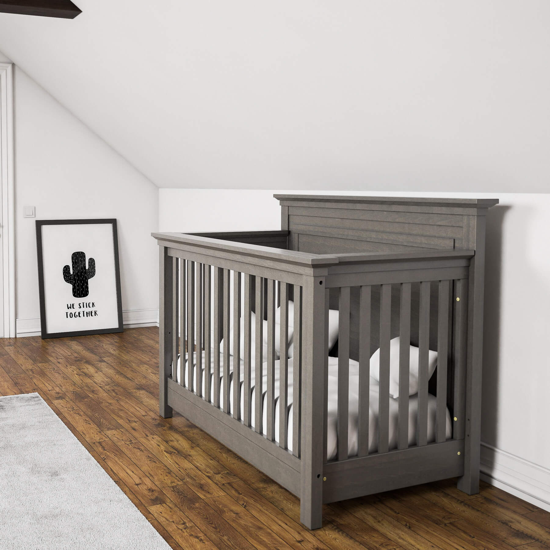 Pătuț Convertibil 4-în-1 Karisma din Lemn Masiv cu Spate Plin