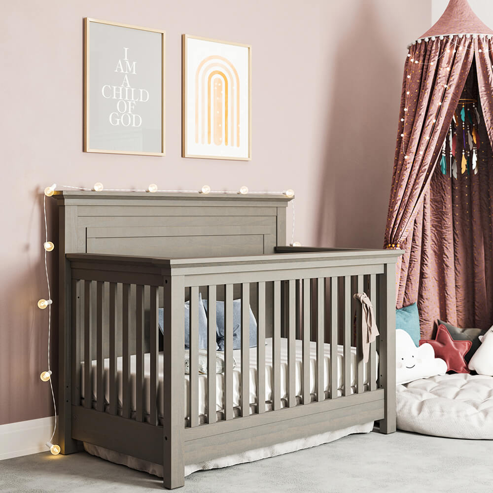 Pătuț Convertibil 4-în-1 Karisma din Lemn Masiv cu Spate Plin