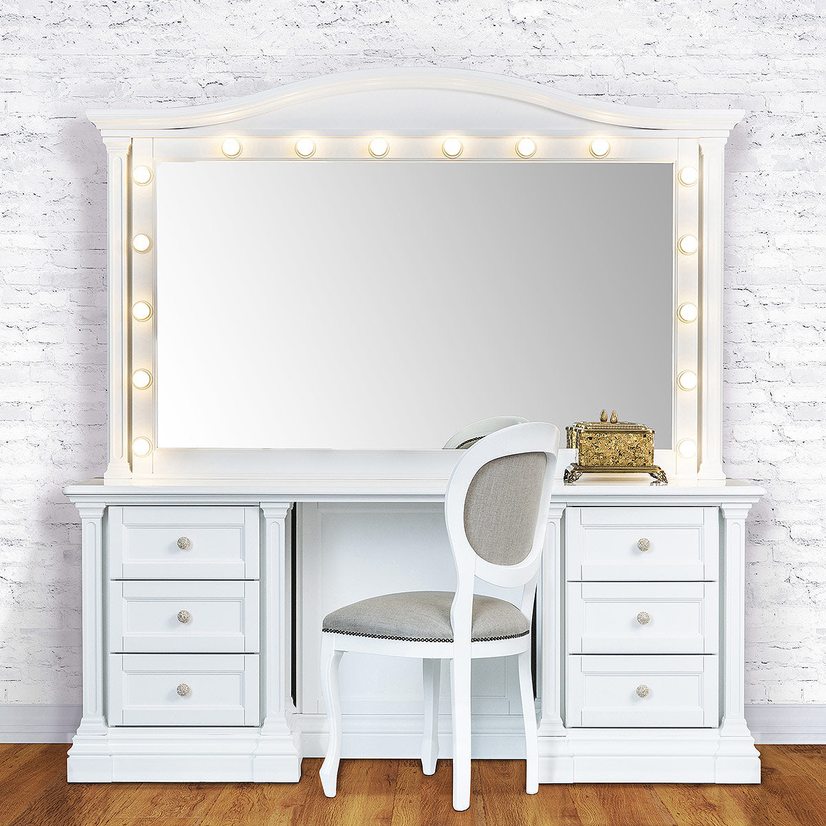 Toaletă de Machiaj Imperio din Lemn Masiv cu 6 sau 7 Sertare