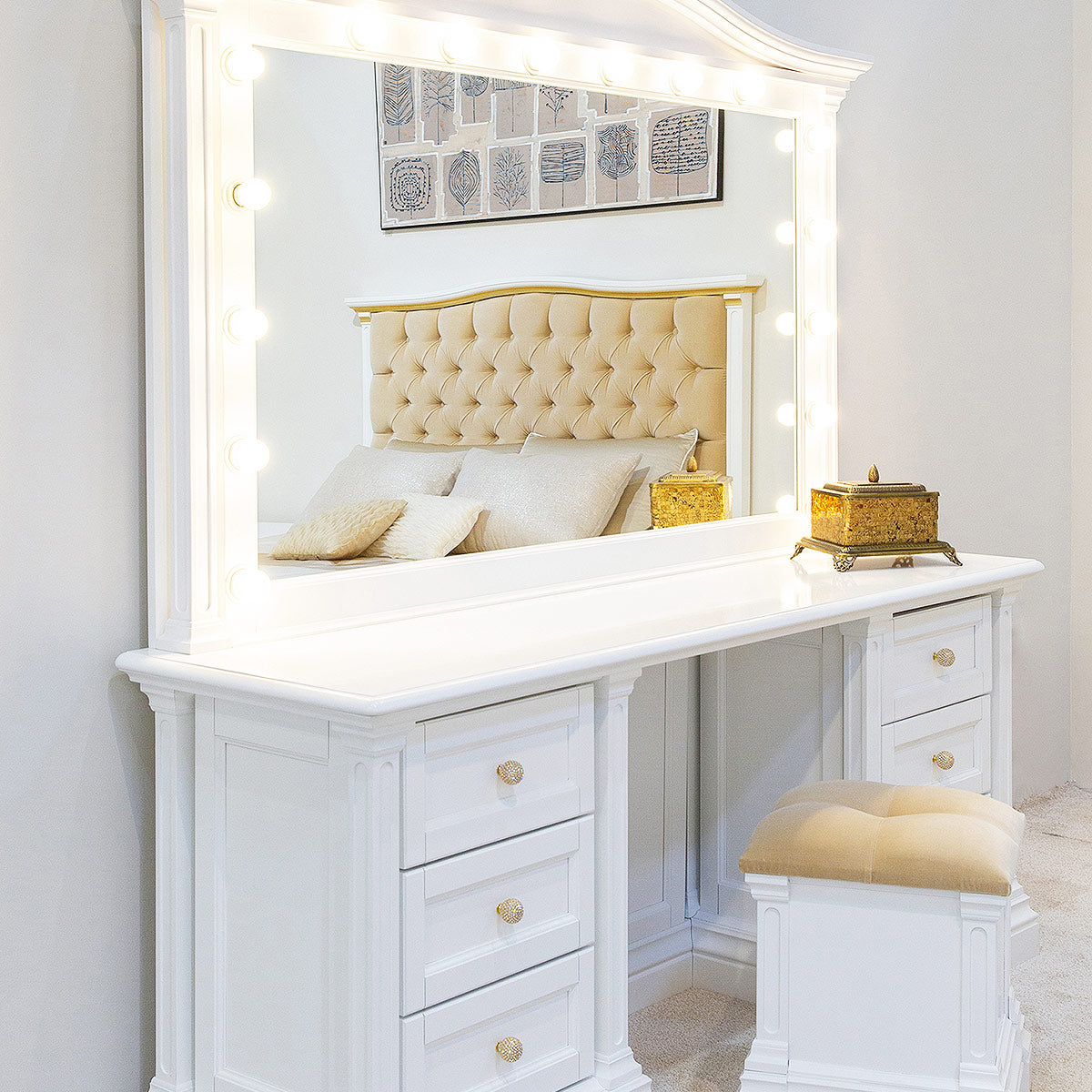 Toaletă de Machiaj Imperio din Lemn Masiv cu 6 sau 7 Sertare