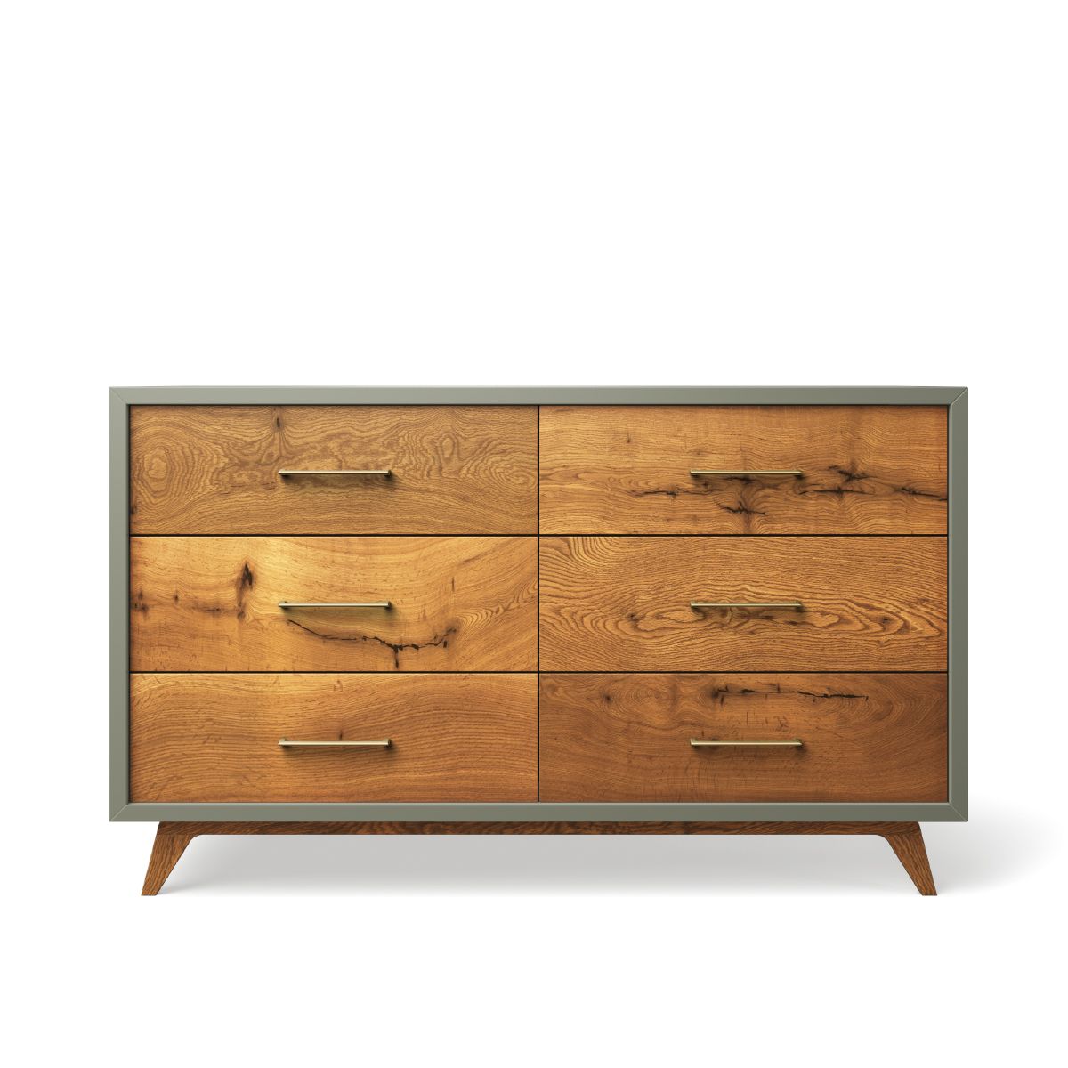 Comodă Dublă Uptown din Lemn Masiv cu 6 Sertare