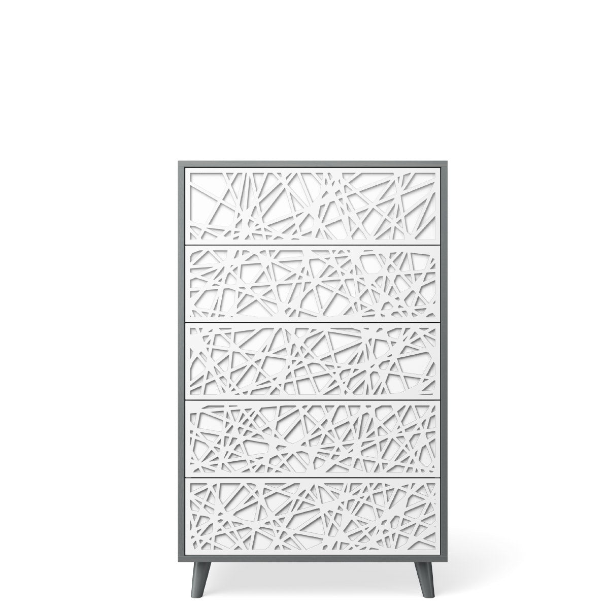 Comodă Înaltă New York din Lemn Masiv cu 5 Sertare