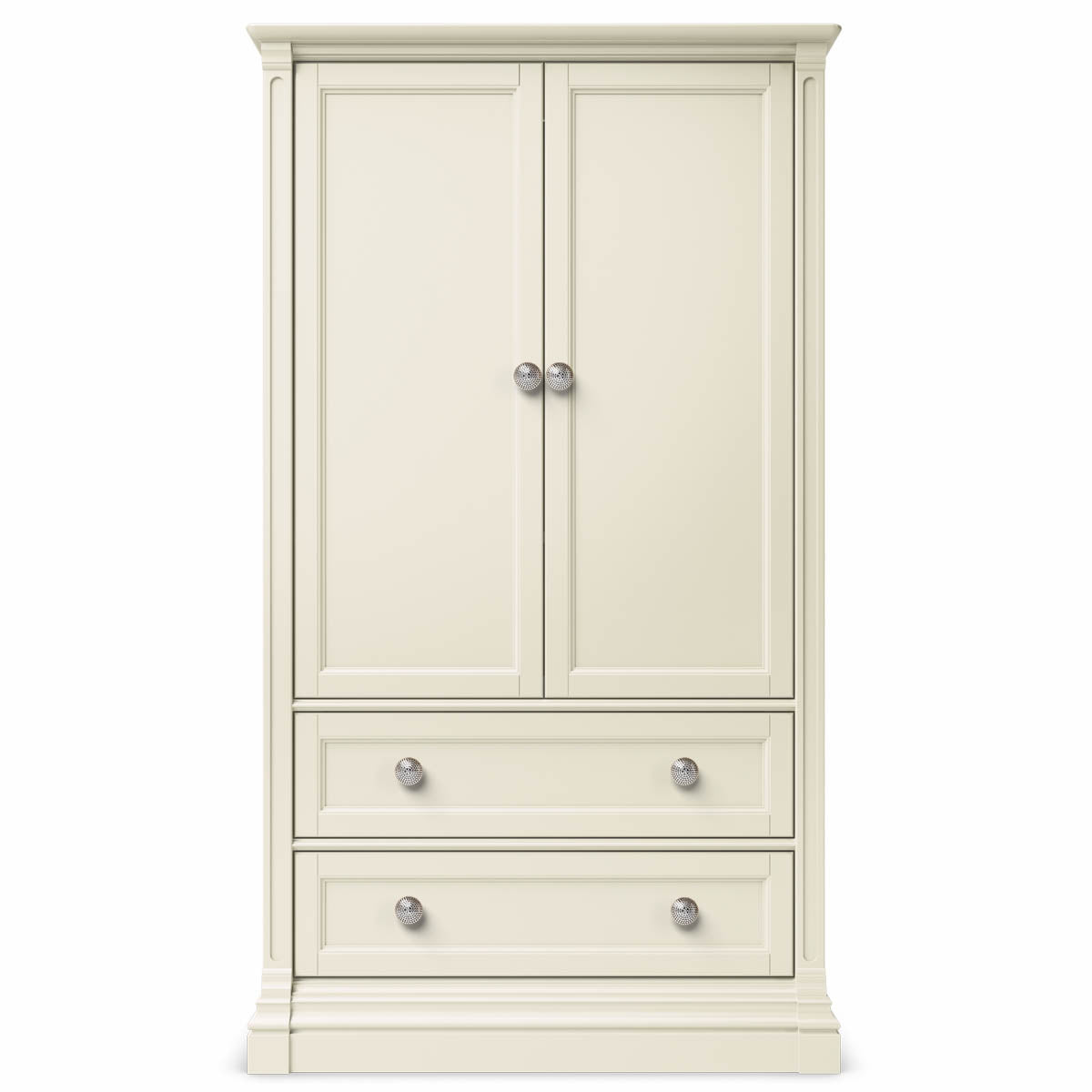 Dulap Imperio din Lemn Masiv cu 2 Sertare, Bară de Haine și Polițe Ajustabile