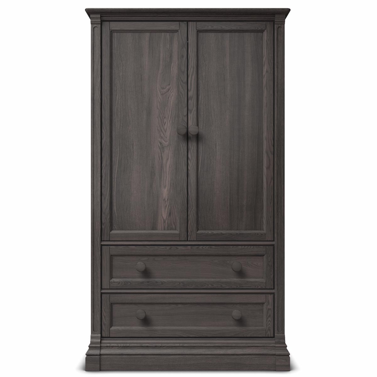 Dulap Imperio din Lemn Masiv cu 2 Sertare, Bară de Haine și Polițe Ajustabile