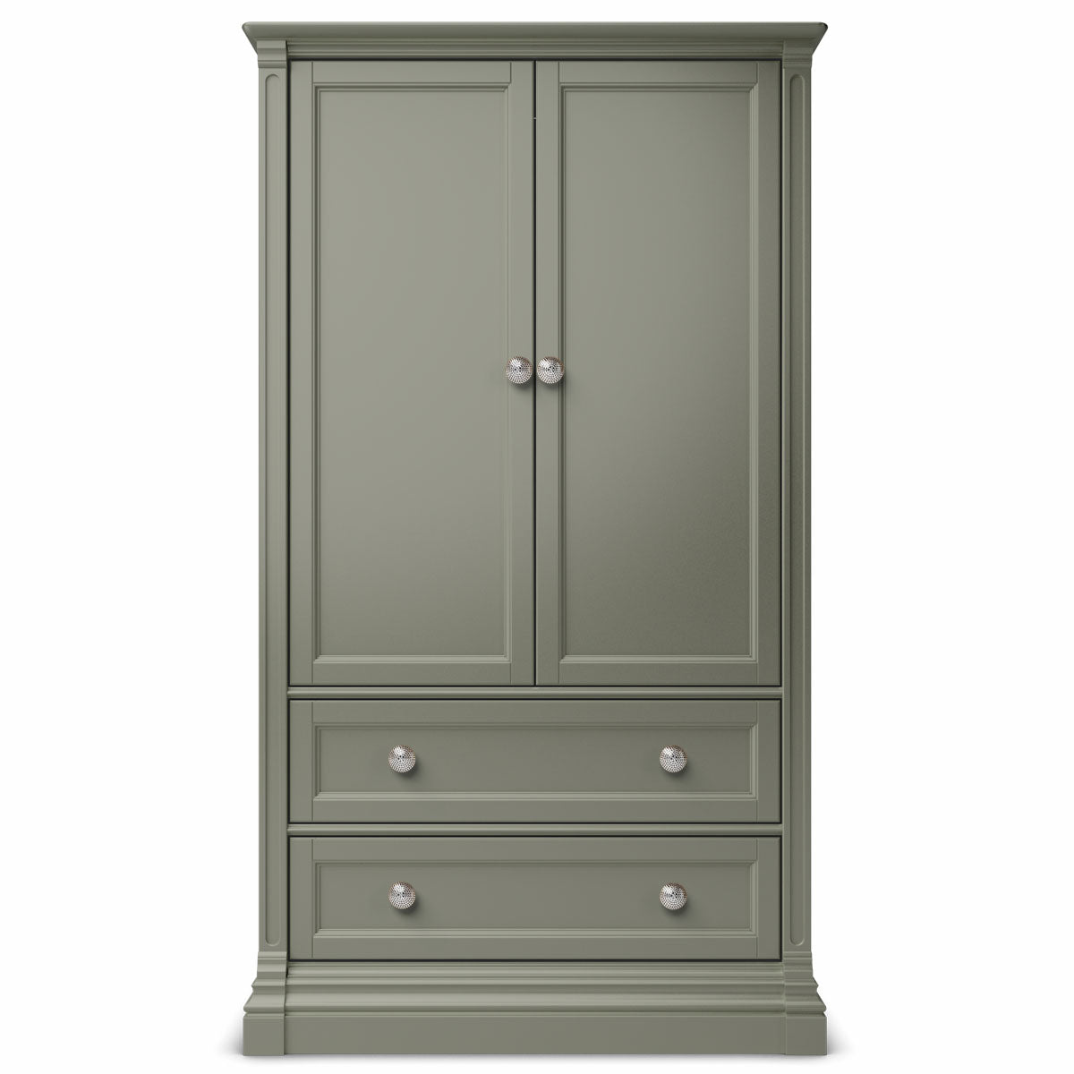 Dulap Imperio din Lemn Masiv cu 2 Sertare, Bară de Haine și Polițe Ajustabile