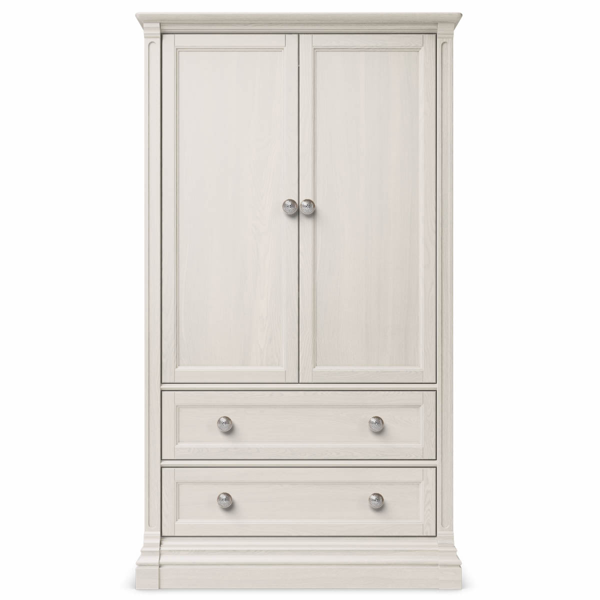 Dulap Imperio din Lemn Masiv cu 2 Sertare, Bară de Haine și Polițe Ajustabile