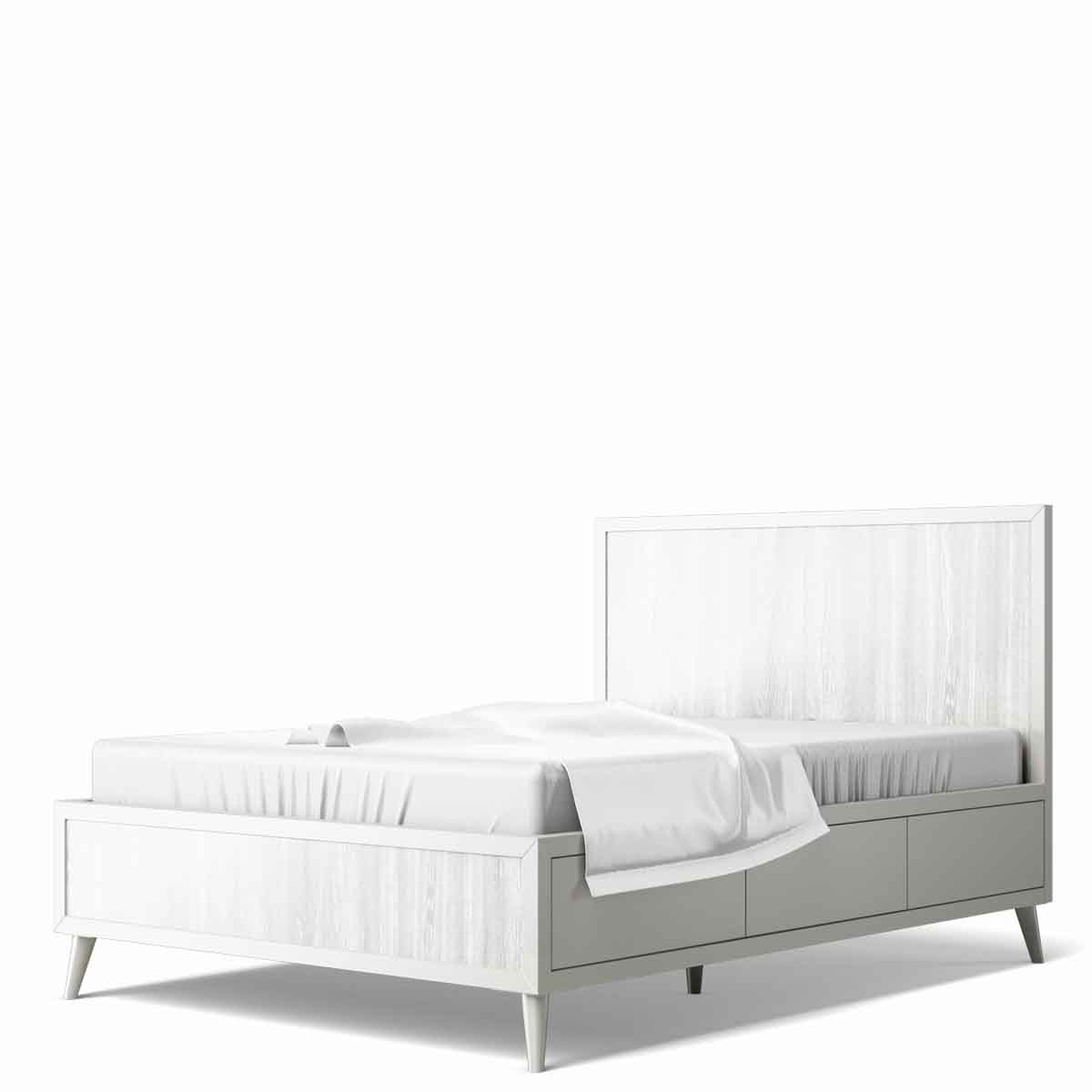 Pat Matrimonial New York din Lemn Masiv Panou Solid și Opțiuni de Upgrade Laser-Cut