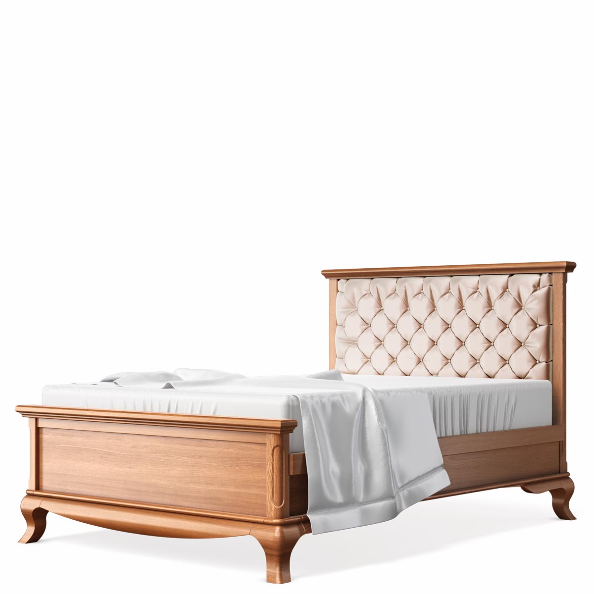 Pat Dormitor Antonio cu Tapițerie din Lemn Masiv