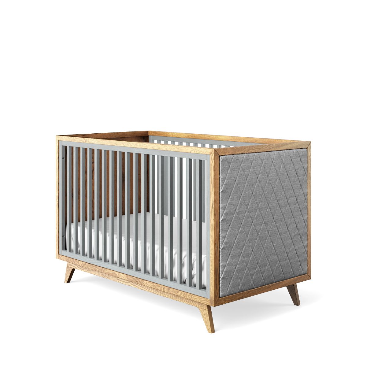 Pătuț Uptown din Lemn Masiv cu Laterale Tapițate